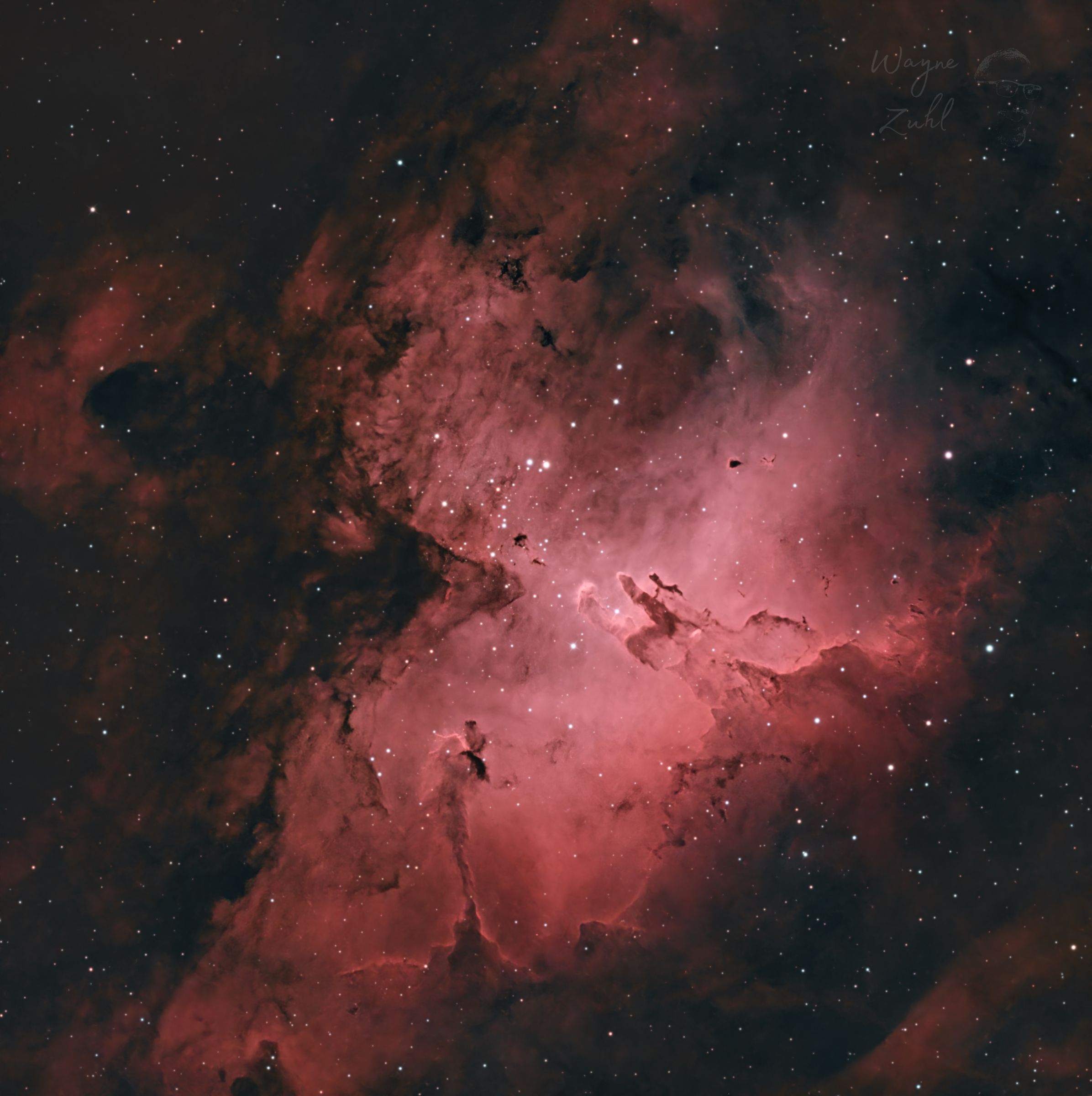 M16 Eagle Nebula and Pillars of Creation photographed by Wayne Zuhl